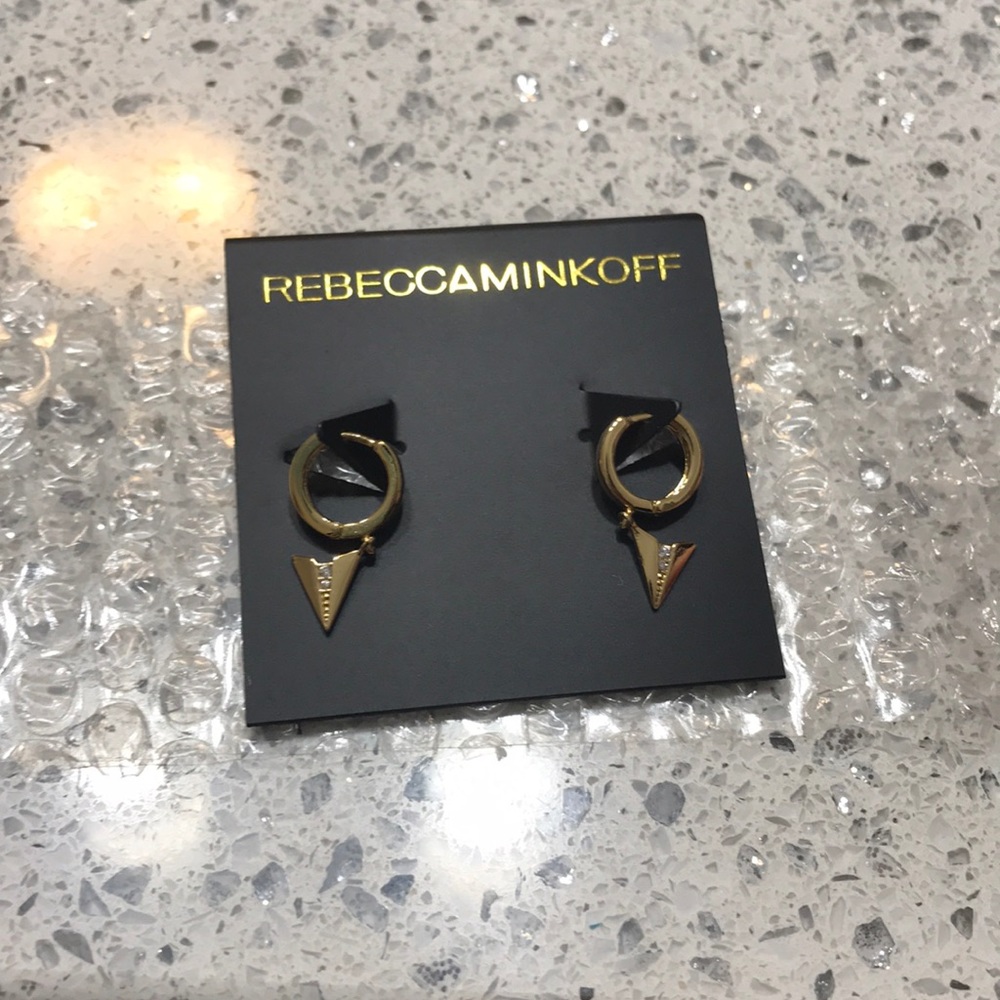 rebeccaminkoff paper plane huggie earrings
